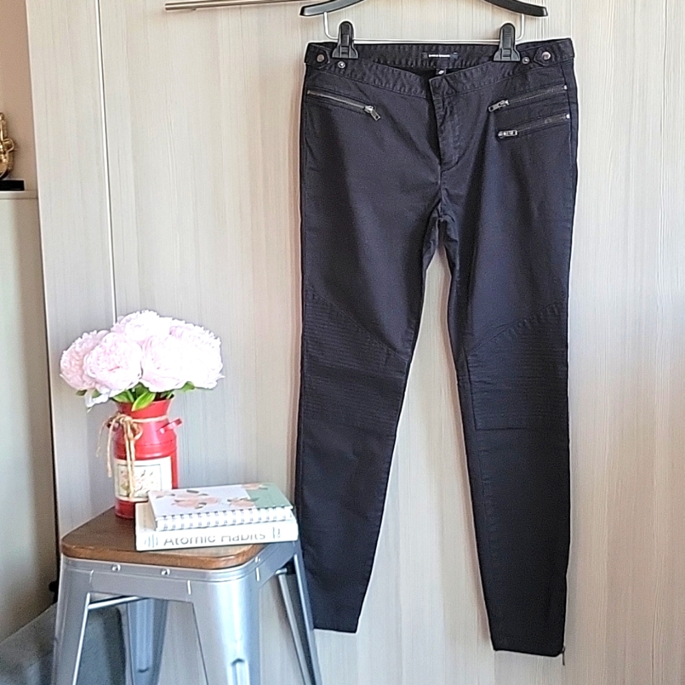 Monika Chiang Twill Moto Denim Pants - Black, Size 29